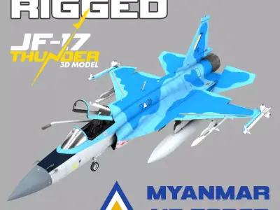 JF-17 Thunder Myanmar Realistic Rigged Model Low-poly 3D model