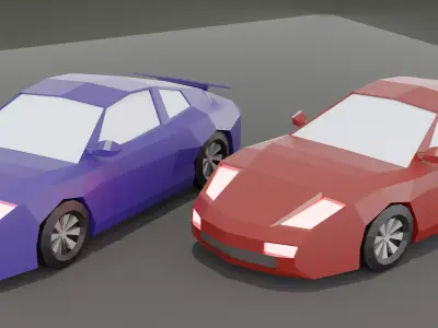 Low poly Porshe two cars Free low-poly 3D model