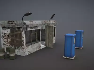 High-Resolution 3D Abandoned Gas Station Model 3D model