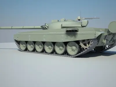T-72A military tank Low-poly 3D model