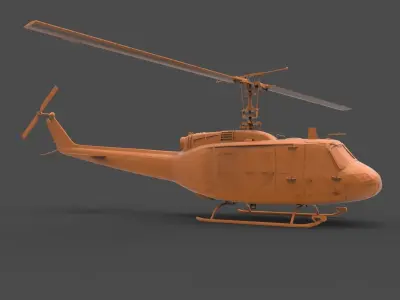 UH-1H orange helicopter 3D print model