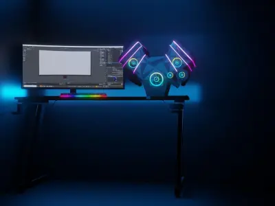 gaming setup Free low-poly 3D model