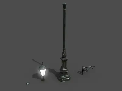 Victorian street lamp Low-poly 3D model