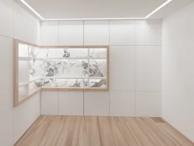 Minimal Office white wood Free 3D model