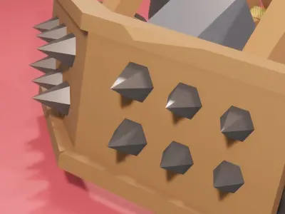 Catapult Low Poly 3d Model wooden cannon Low-poly 3D model