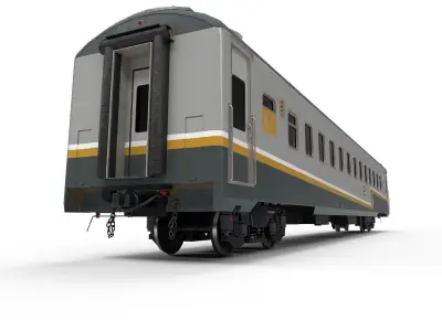 Carriage passenger train Low-poly 3D model