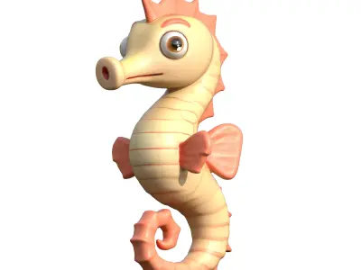 Cartoon Seahorse Low-poly 3D model