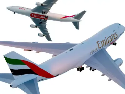 Realistic Emirates SkyCargo Boeing 777F Airplane 3D Model 3D model