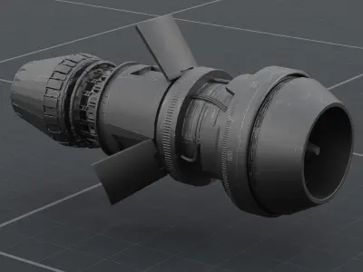 Thruster with turbofan and airbrake 3D model