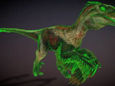 Dakotaraptor Low-poly 3D model