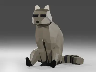 Raccon Low Poly Rigged Free low-poly 3D model