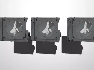 Futuristic Shipwreck Fragment LowPoly LOD Low-poly 3D model