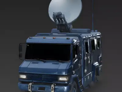 Realistic Tactical Satellite Van 3D Model Low-poly 3D model