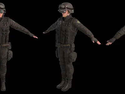 Male SWAT Officer Rigged Low-poly 3D model