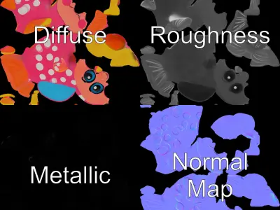 Cartoon Fish Model Pack with Vibrant Colors Low-poly 3D model