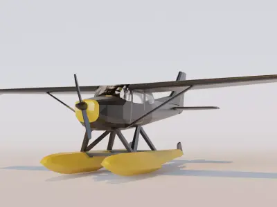 Low poly plane float Low-poly 3D model