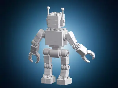 Lego Style Robot 3D Print Model 3D print model