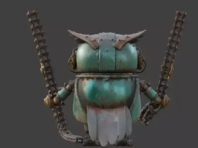 Steampunk Mechanical Clockwork Owl Bot Low-poly 3D model