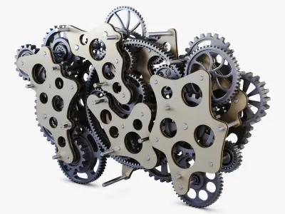 Gear Mechanism Low Poly v 1 Low-poly 3D model