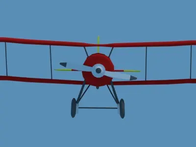 Low poly biplane or plane Low-poly 3D model