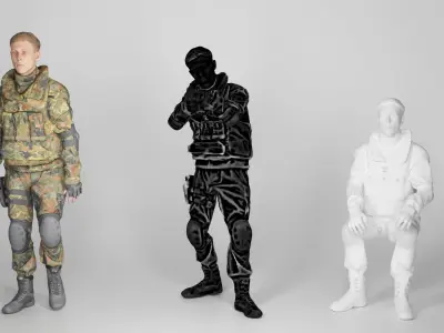 Animated young soldier in Bundeswehr military uniform 205 Low-poly 3D model