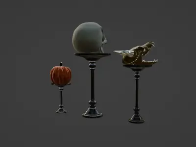 SkullStickSet 3DModel part of the Halloween package 3D model