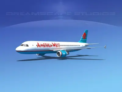 Airbus A320 LP America West Low-poly 3D model