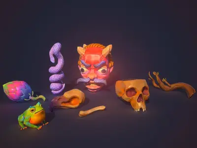 Artefacts Pack Low-poly 3D model