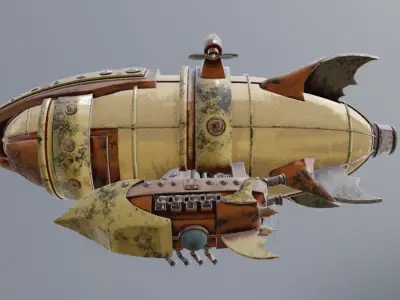 SteamPunk VincySky Aircraft Low-poly 3D model