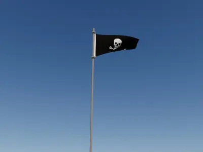 Danger flag Low-poly 3D model