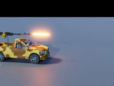 Fighting Verhicle Machine Gun Firing  Low-poly 3D model