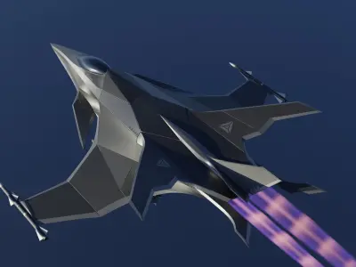 Sci Fi fighter aircraft Low-poly 3D model
