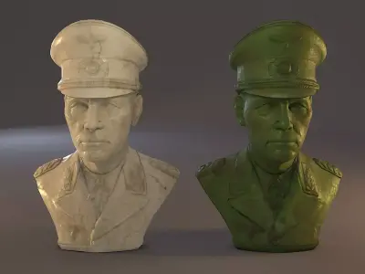 Erwin Rommel Bust Low Poly Low-poly 3D model