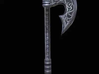 Axe viking low poly 6 texture options and high poly Low-poly 3D model
