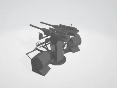 FRENCH WW2 AA GUN X2 Low-poly 3D model