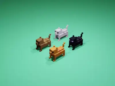 Cubic Cats Low-poly 3D model