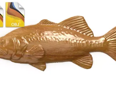 Fish 3d print 3d model stl obj largemouth bass 3D model