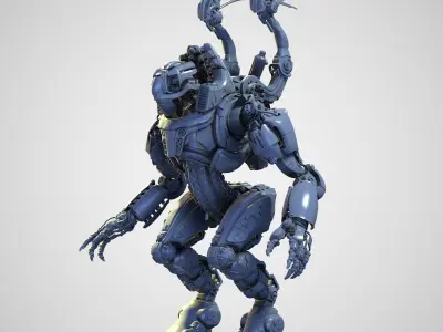 Mech Warrior Air Hight-Poly model 3D model