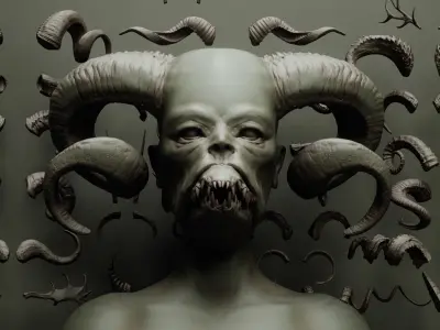 HORNS - 60 part IMM and VDM brush plus OBJs 3D model