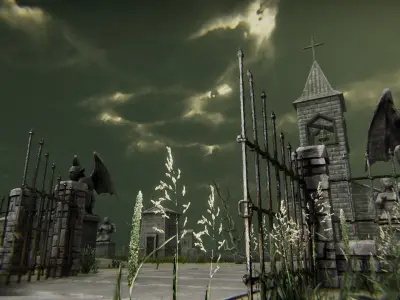 Medivel Cemetery - Full Pack Low-poly 3D model