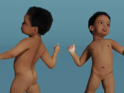 Toddler Black Boy Light Skin Rigged 3D model