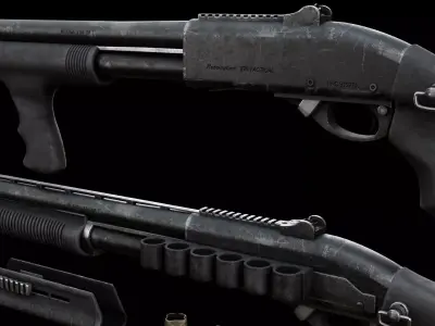 Remington 870 shotgun Low-poly 3D model