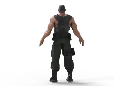 Commando soldier Low-poly 3D model