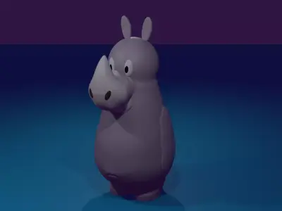 Cartoon rhinoceros Low-poly 3D model