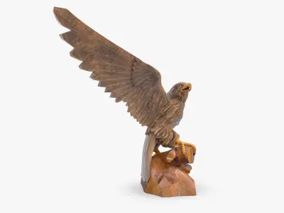 3D Wooden Eagle Sculpture Low-poly 3D model