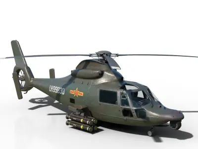PBR 3 coatings Chinese Z9 WZ-9 gunship Z-9 Helicopter Low-poly 3D model