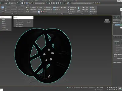 Rotiform KPS Wheel Matte Black With Gloss Black Windows Low-poly 3D model