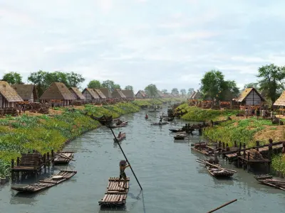 Fishing village 3D model