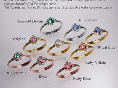 Princess Elena Gold Rings Set 3D model