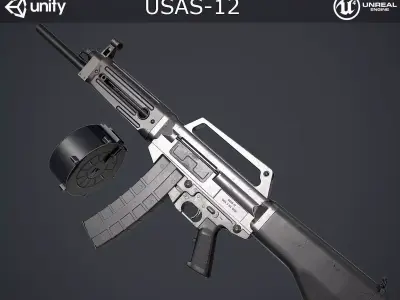 USAS-12 gun Low-poly 3D model